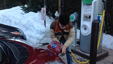 Charging a car at Mt. Hood Meadows