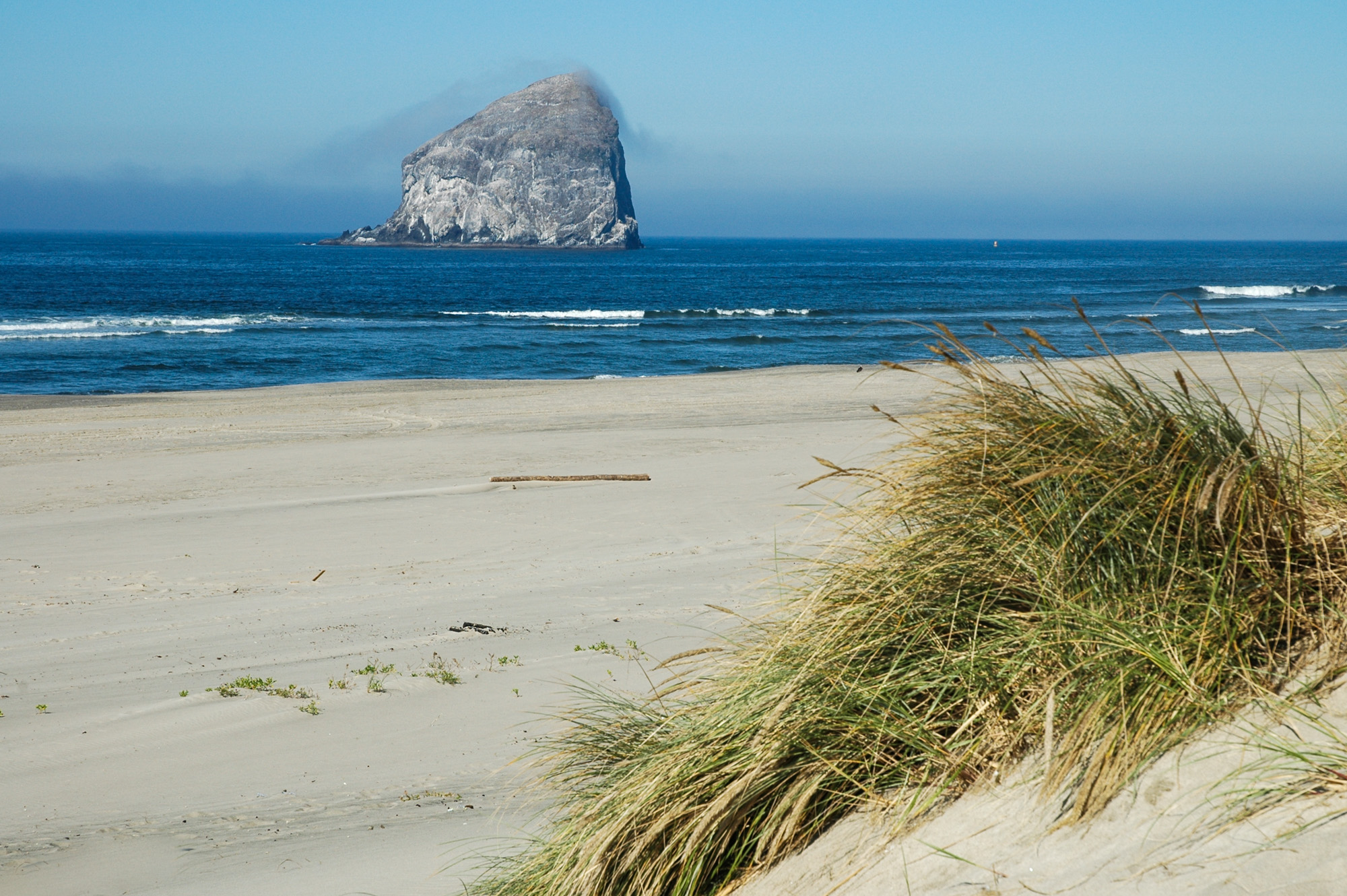 oregon coast with haystack rock in the distance