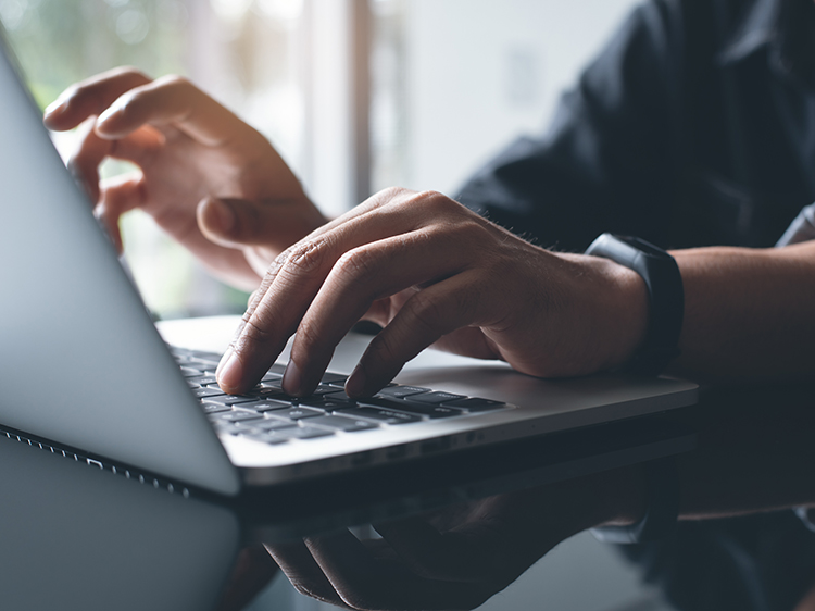 person working on computer