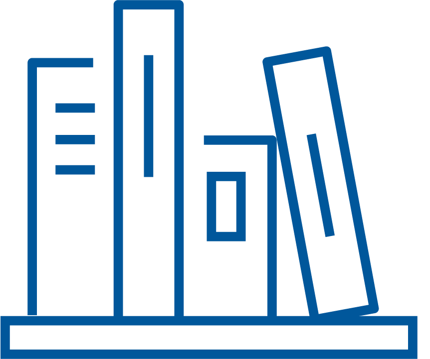 A stack of books on a shelf