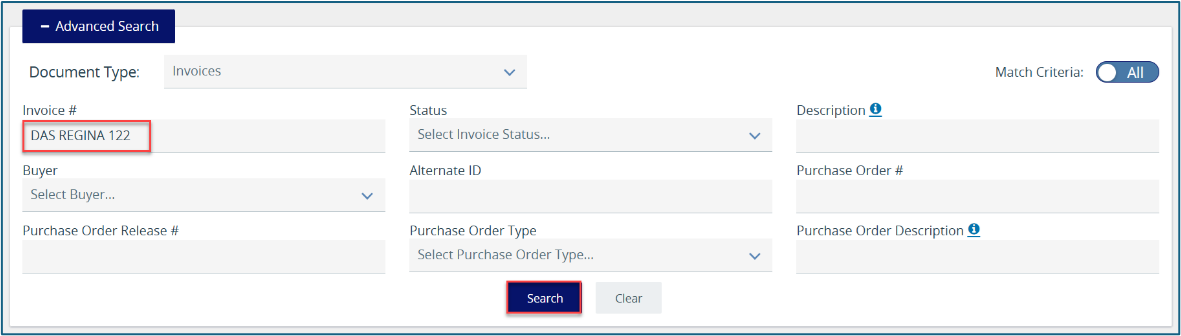OregonBuys screenshot of advanced search screen