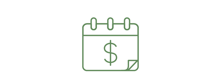 Calendar with dollar sign inside