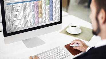 data table on computer screen