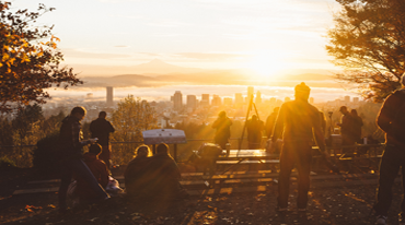 sunset over Portland