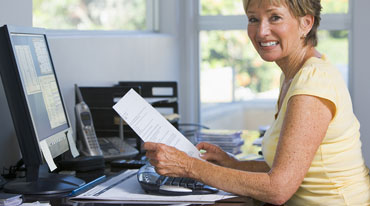 working at a computer
