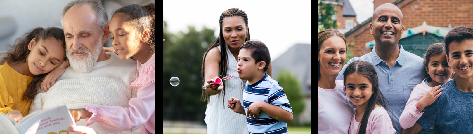 photos of multi-ethnic and multi-generational families