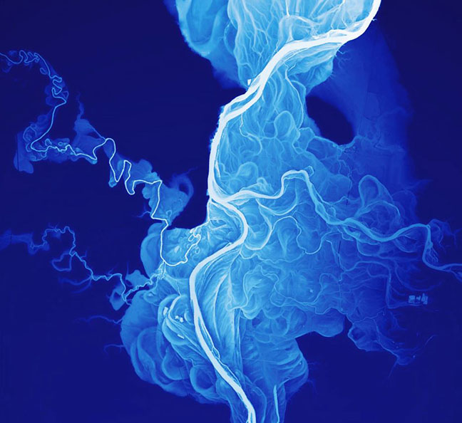 Portion of poster showing historic channels of the central Willamette Valley
