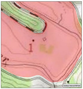 example of flood map base on old topography