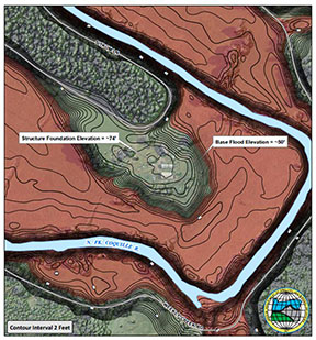 example of flood map on lidar map base
