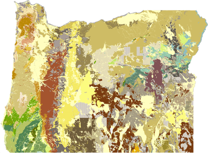 Oregon map showing current extent of OGDC mapping and projected mapping