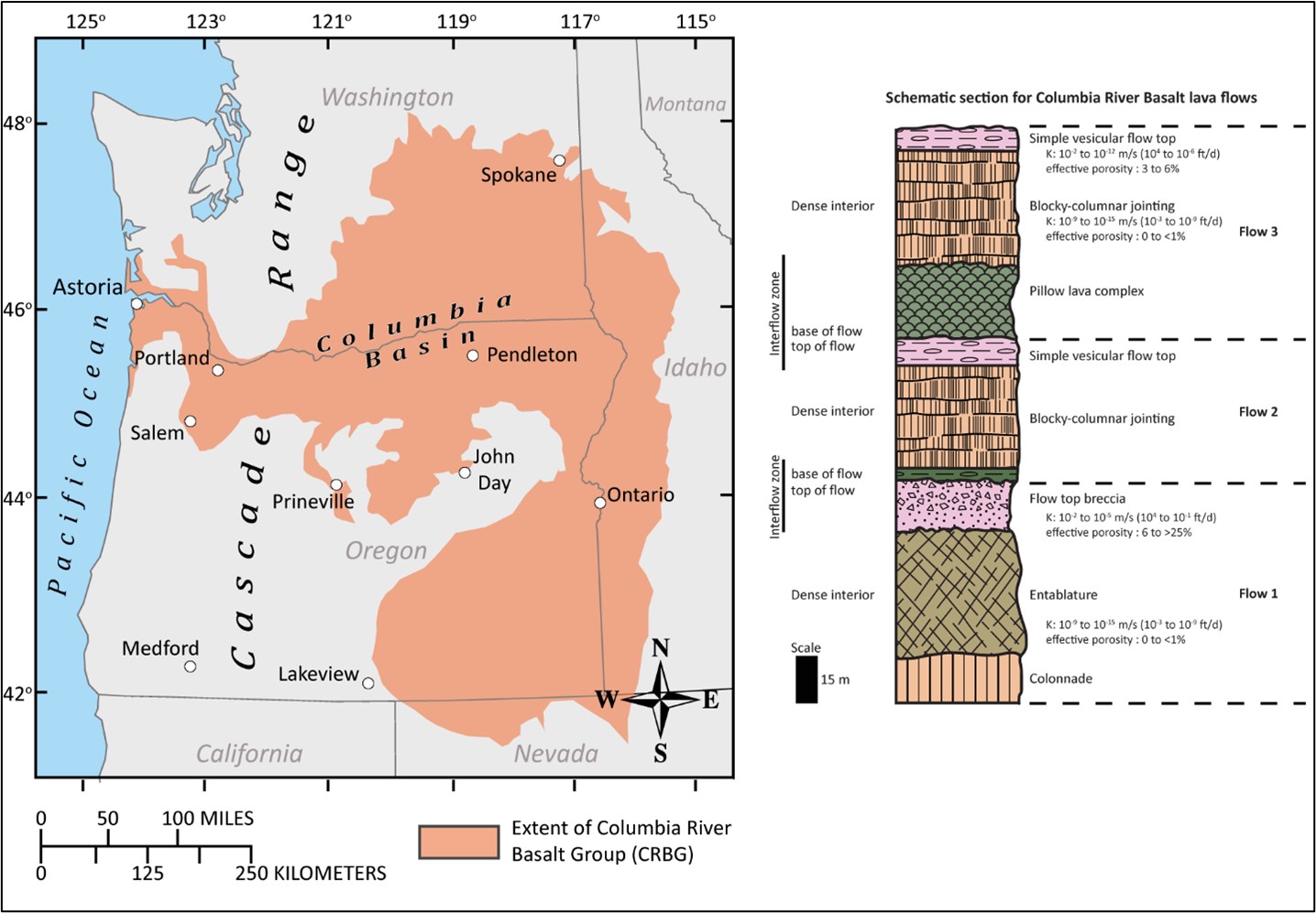 Map of the Columbia River Flood Basalts in Oregon, Washington, and Idaho