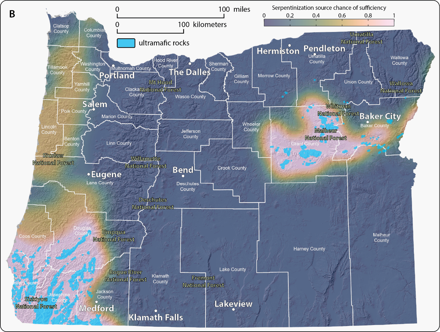 DOGAMI map of ultramafic rocks in Oregon