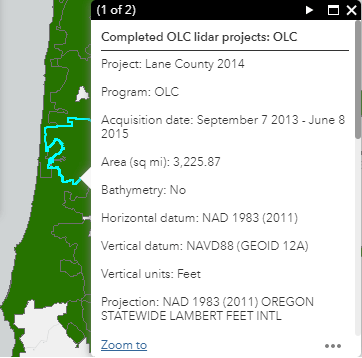 completed OLC projects popup