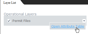 Mining Permit Viewer attribute table