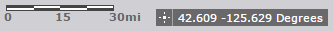 Mining Permit Viewer scale bar and latitude/longitude