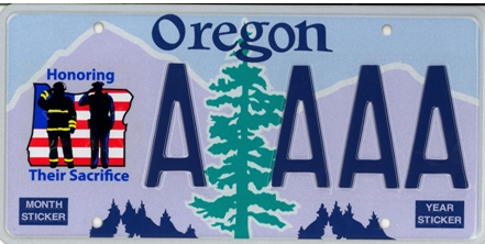 Image of Oregon License Plate Honoring Their Sacrifice