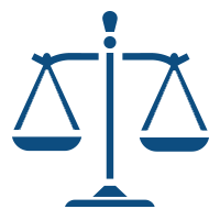 justice scale in blue