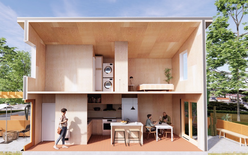 Rendering of a mass plywood panel unit