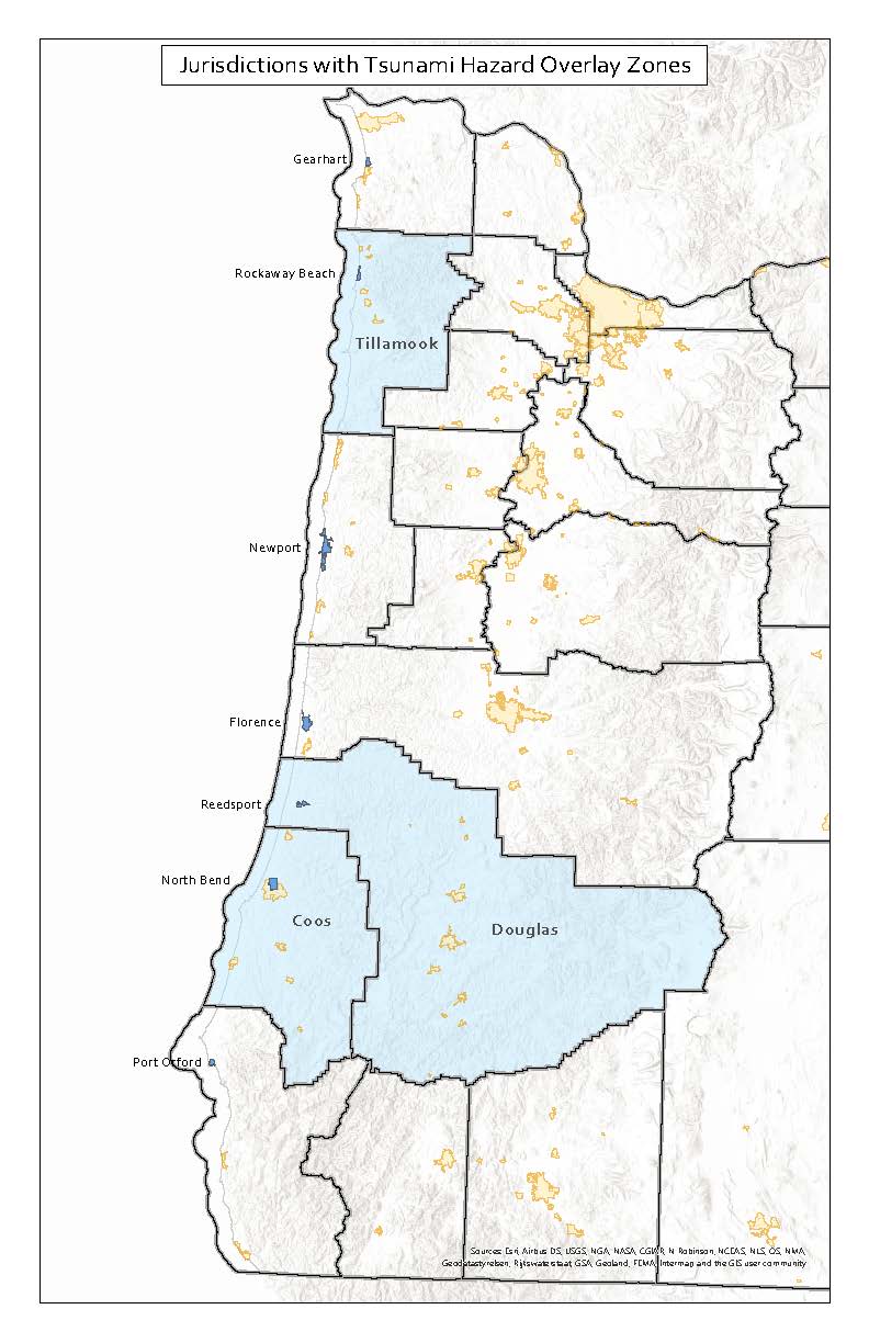 Jurisdisctions with Tsunami Hazard Overly Zones