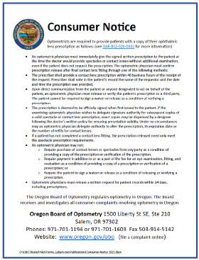 Flyer - Consumer Notice Unprescribed Colored Contacts Dangers