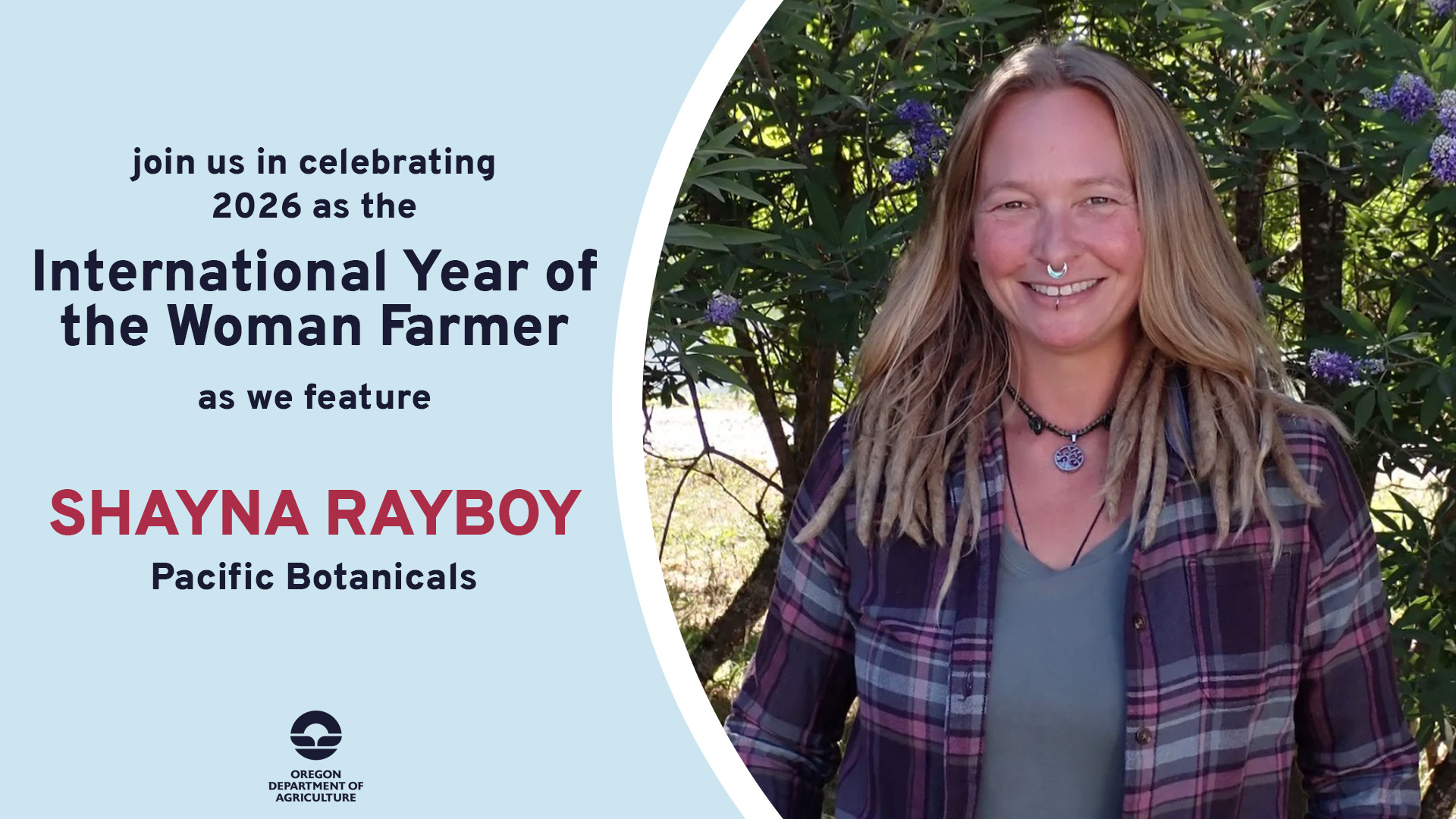 Shayna Rayboy, featured on March 6, 2026 by ODA for 2026's International Year of the Woman Farmer