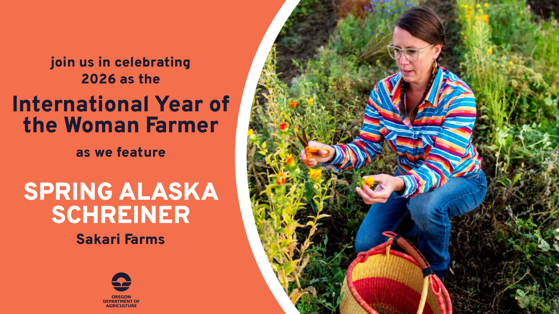 Spring Alaska Schreiner, featured on April 17, 2026 by ODA for 2026's International Year of the Woman Farmer