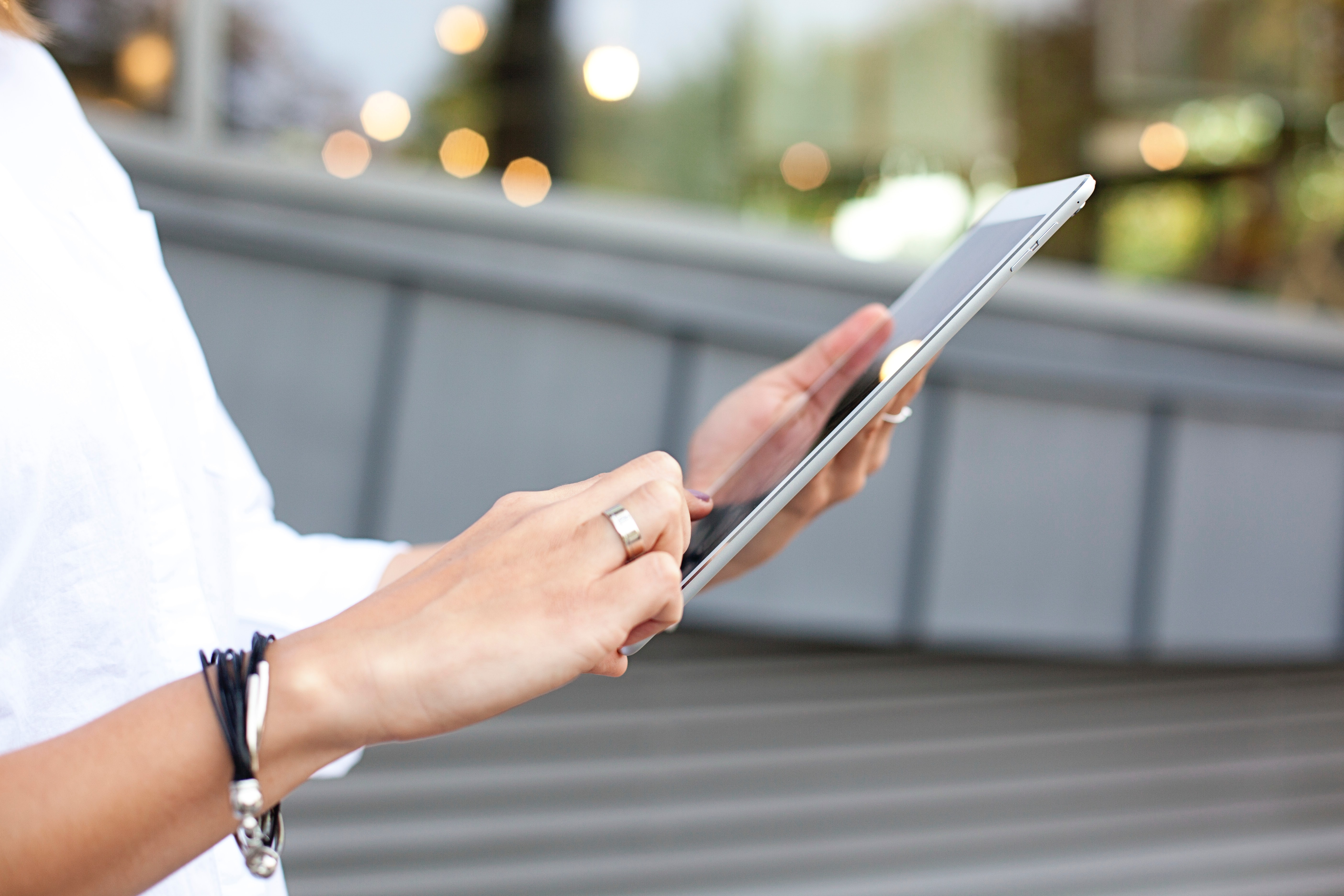 person holding a tablet