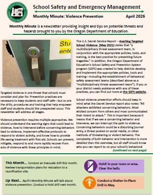 miniature picture of the April newsletter.