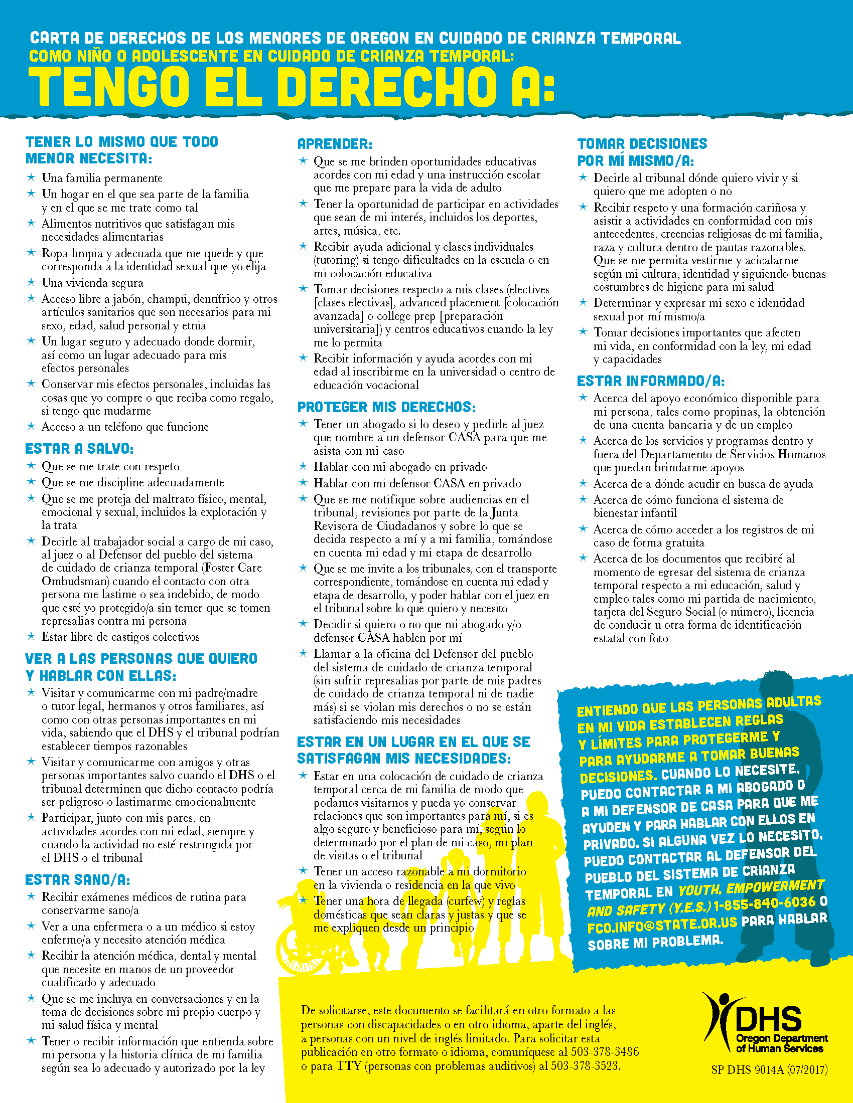 Foster Children Bill of Rights poster outlining rights and responsibilities.