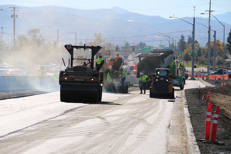 Laying asphalt on OR-62