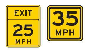 advisory speed signs