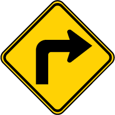 sharp right turn sign