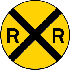 railroad crossing ahead sign