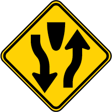divided highway begins sign