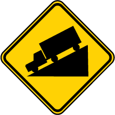 steep grade ahead sign