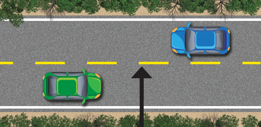 broken yellow line seperating two way traffic