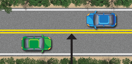 double solid yellow lines between two way traffic