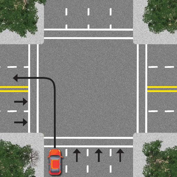 left turn from a one way on to a two way road
