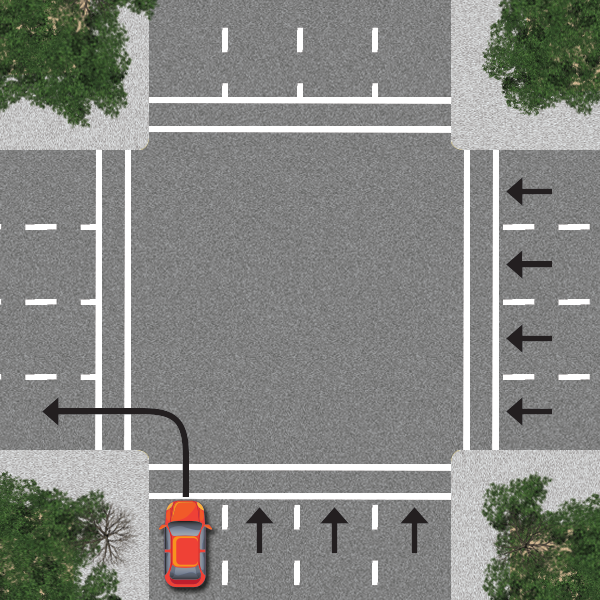 left turn on to a one way road