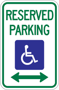 Reserved parking for handicapped sign
