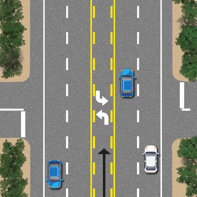 Two-way special left turn lane in the middle of two way traffic