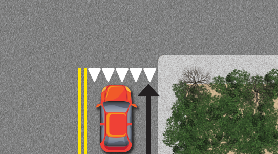 row of white trangles pointing toward your vehicle