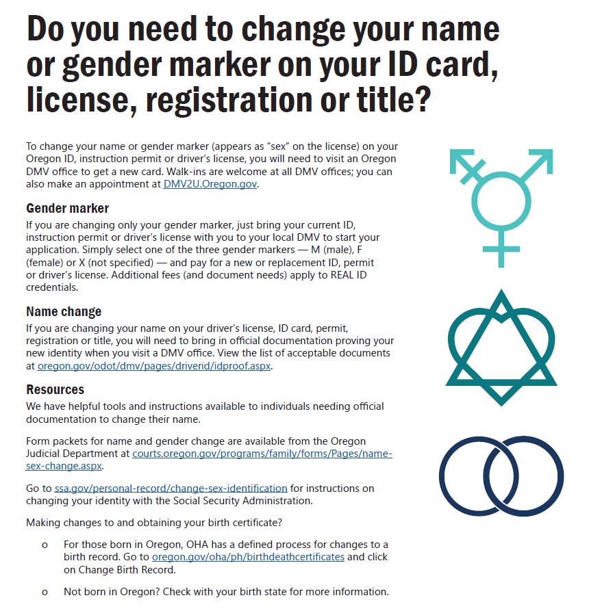 Change your name or gender marker fact sheet