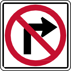 Señal prohibe el cruce pronunciado a la derecha