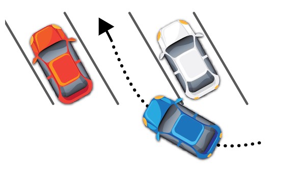 a diagram showing how to drive in to an angled parking spot