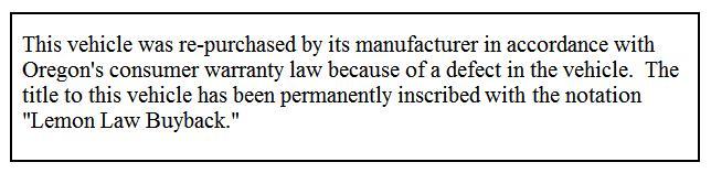 Lemon Law Buyback Statement