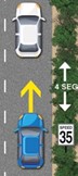 Dos autos en el mismo carril. Cuatro segundos de distancia entre sí, viajando a 35 mph.