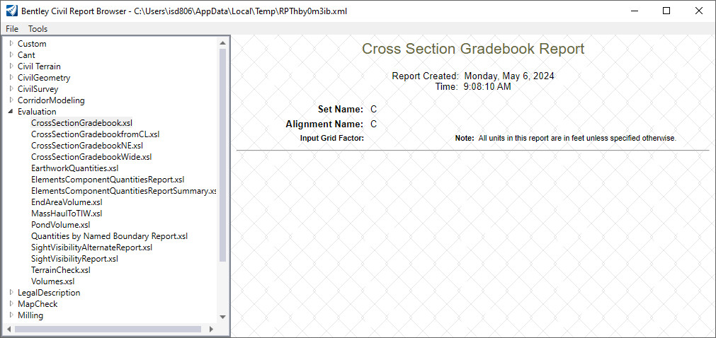 Blank Cross Section Gradebook Report