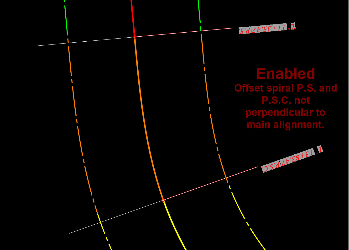 Spiral offsets with spirals NOT perpendicular to the main spiral.