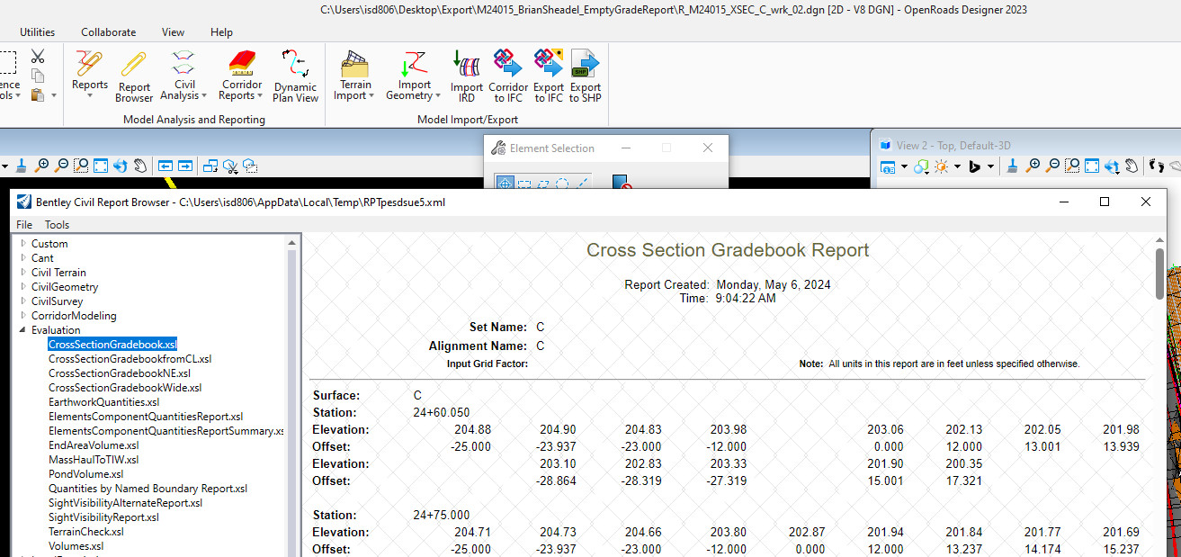 A filled Cross Section Gradebook Report